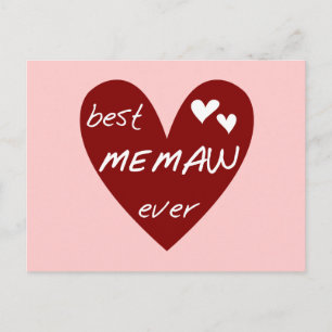 Carte Postale Red Heart Best Memaw Ever T-shirts et cadeaux