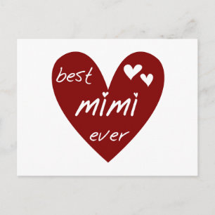 Carte Postale Red Heart Best Mimi Ever Tshirts et cadeaux