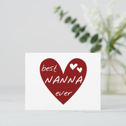 Carte Postale Red Heart Best Nanna T-shirts et cadeaux Ever (Debout devant)