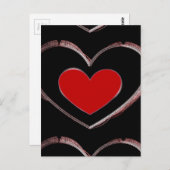 Carte postale Red Heart Black Pop Art Love (Devant / Derrière)