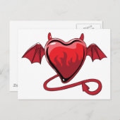Carte Postale Red Heart Devil Horns Love Hearts (Devant / Derrière)