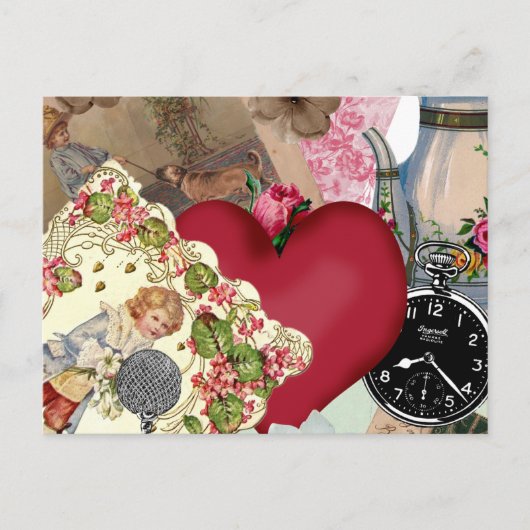 Carte Postale Red Heart et Paris (Devant)