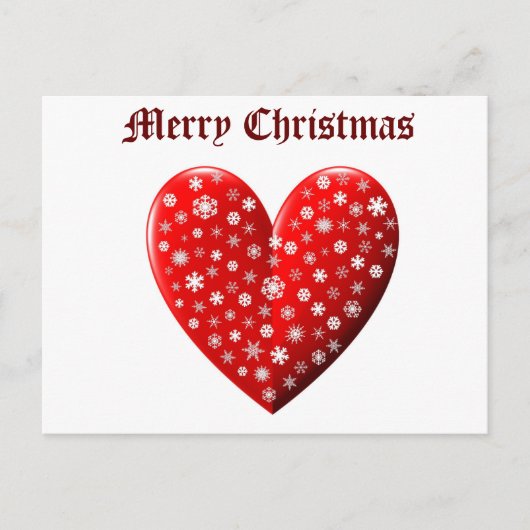 Carte Postale Red Heart Snowflakes Joyeux Noël (Devant)