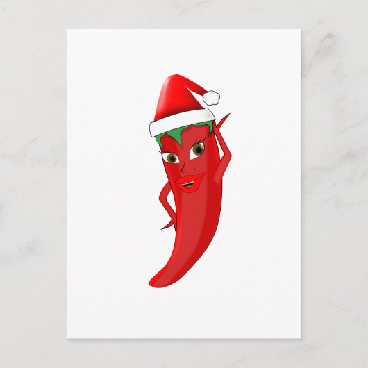 Carte Postale Red Hot Pepper Diva Avec Casquette Santas (Devant)