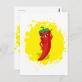 Carte Postale Red Hot Pepper Diva Paint Splatter (Devant / Derrière)