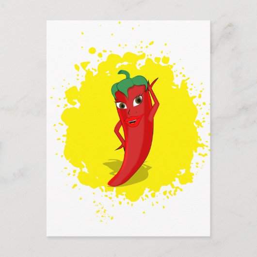 Carte Postale Red Hot Pepper Diva Paint Splatter (Devant)