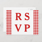 Carte postale Red Houndstooth Wedding RSVP (Devant / Derrière)