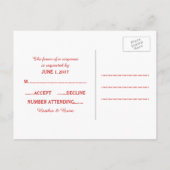 Carte postale Red Houndstooth Wedding RSVP (Dos)