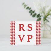 Carte postale Red Houndstooth Wedding RSVP (Debout devant)