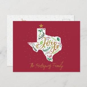 Carte Postale Red Joy Feuilles de vacances Texas Shape