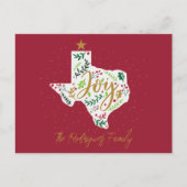 Carte Postale Red Joy Feuilles de vacances Texas Shape (Devant)