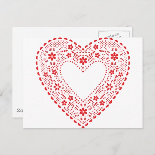 Carte Postale Red Lace Heart (Devant / Derrière)