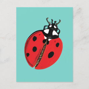Carte Postale Red Lady Bug Good Luck Ambassador Illustration