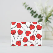 Carte Postale Red Lollipops, Heart Lollipops, Lollipop Pattern (Debout devant)