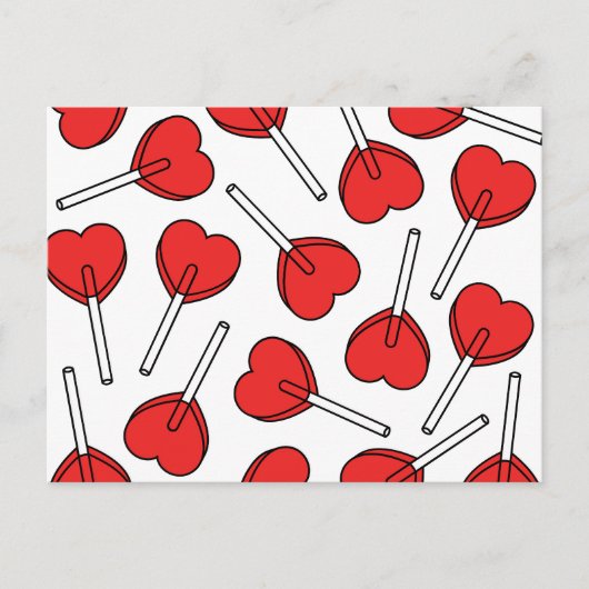 Carte Postale Red Lollipops, Heart Lollipops, Lollipop Pattern (Devant)