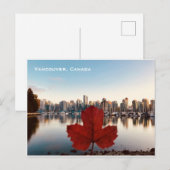 Carte postale Red Maple Leaf Skyline de Vancouver  (Devant / Derrière)