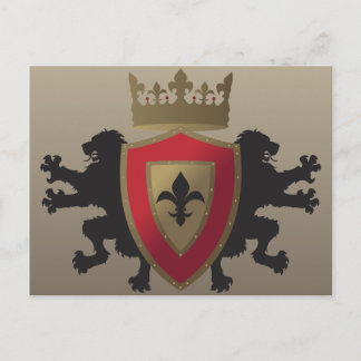 Carte postale Red Medieval Lion Heraldry