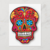 Carte Postale Red Mexican Sugar Skull Day of the Dead (Devant)