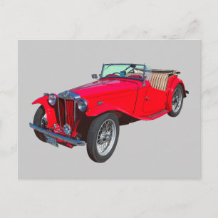 Carte Postale Red MG Convertible Antique Sports Car