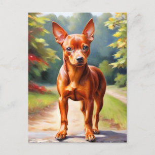 Carte postale Red Miniature Pinscher Chien Art