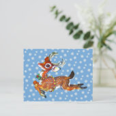 Carte Postale Red Nose Reindeer Art Vintage (Debout devant)