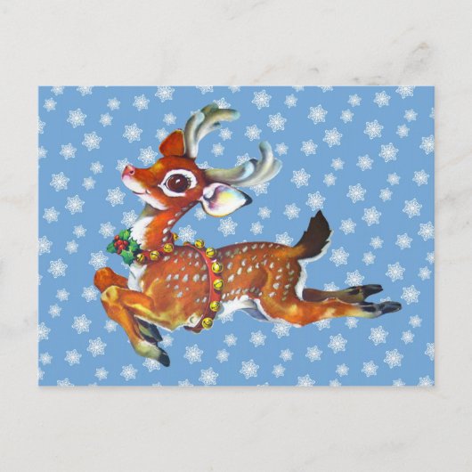 Carte Postale Red Nose Reindeer Art Vintage (Devant)