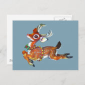 Carte Postale Red Nose Reindeer Art Vintage (Devant / Derrière)