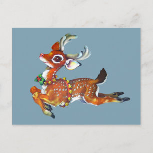 Carte Postale Red Nose Reindeer Art Vintage