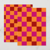Carte Postale Red Orange Pink Checkered Pattern Design  (Devant / Derrière)