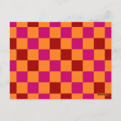 Carte Postale Red Orange Pink Checkered Pattern Design  (Dos)