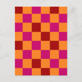 Carte Postale Red Orange Pink Checkered Pattern Design  (Devant)