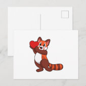 Carte Postale Red panda à Love with Heart.PNG (Devant / Derrière)