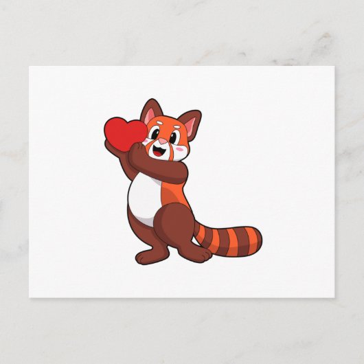 Carte Postale Red panda à Love with Heart.PNG (Devant)