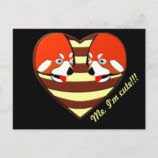 Carte Postale Red Panda Coeur d'amour (Devant)
