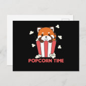 Carte Postale Red Panda Popcorn Time Funny Pun (Devant / Derrière)