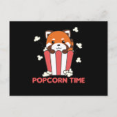 Carte Postale Red Panda Popcorn Time Funny Pun (Devant)