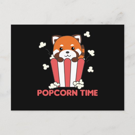 Carte Postale Red Panda Popcorn Time Funny Pun (Devant)