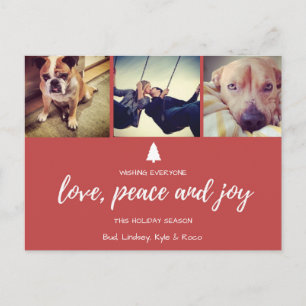 Carte postale Red Photo Love Peace and Joy Christm