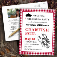 Red Plaid Photo Crawfish Réchauffer GRAD Invitatio
