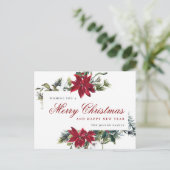 Carte Postale Red Poinsettia Holly Noël de Noël (Debout devant)