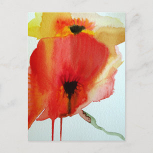Carte Postale Red Poppies aquarelle art floral moderne