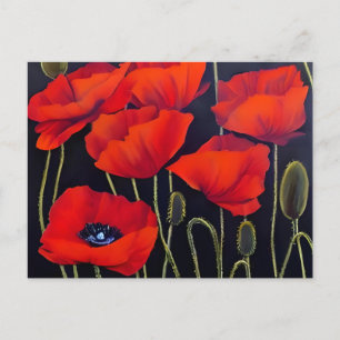 Carte Postale Red Poppies Art Plante