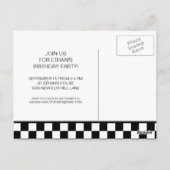 Carte Postale Red Race Car Black White À damiers 2e anniversaire (Dos)