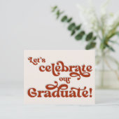 Carte Postale Red Retro Inspiré Typographie Partie de graduation (Debout devant)