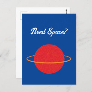 Carte Postale Red Retro Planet Classic Sci Wifi Space Cartoon
