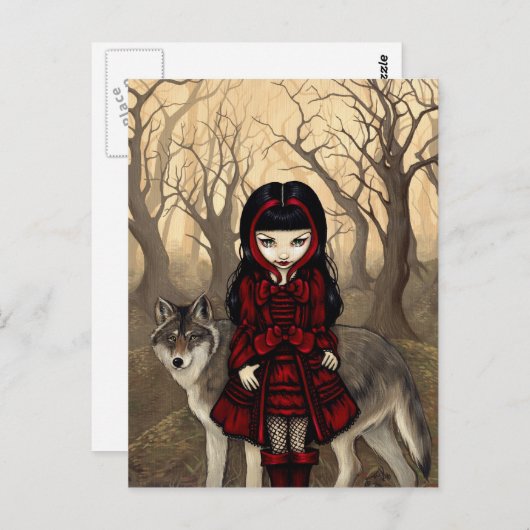Carte postale "Red Riding Hotte en automne" (Devant / Derrière)