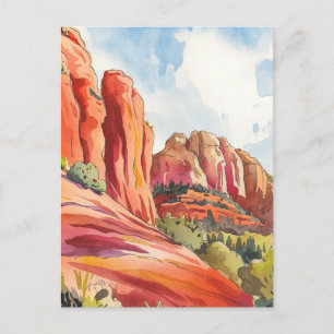 Carte Postale Red Rock, Sedona, Arizona, peinture aquarelle