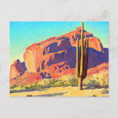 Carte Postale Red Rocks and Cactus, 1945, par Maynard Dixon (Devant)