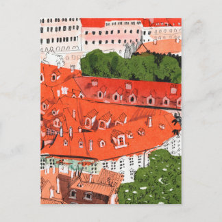 Carte Postale Red Roofs Prague Tchèque Cityscape Papier Collage