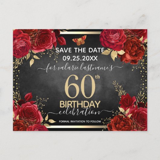 Carte postale "Red Roses 60e anniversaire, réserve (Devant)